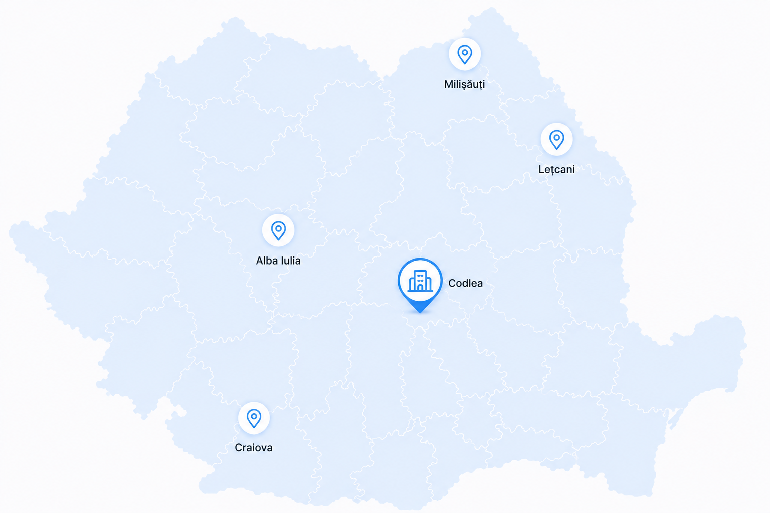Harta României cu punctele de lucru Chemark